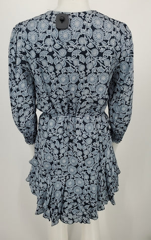 REISS Blue White Floral Longsleeve Size 4  (S) Dress