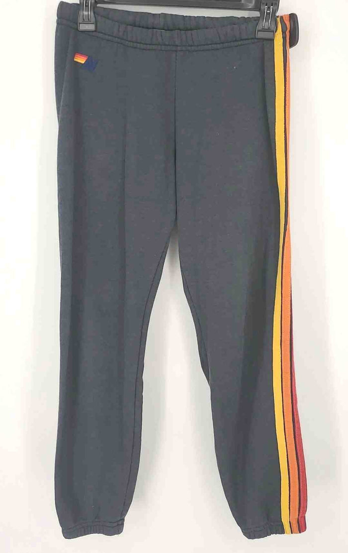 AVIATOR NATION Dk Gray Yellow Multi Striped Trim Sweats Size X-SMALL Pants