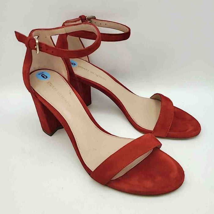 STUART WEITZMAN Red Suede Leather 3" Chunky Heel Shoe Size 6 Shoes