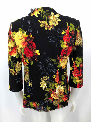 JOSEPH RIBKOFF Black Yellow & Red Floral Print 2 Pc Size 8  (M) Top Set