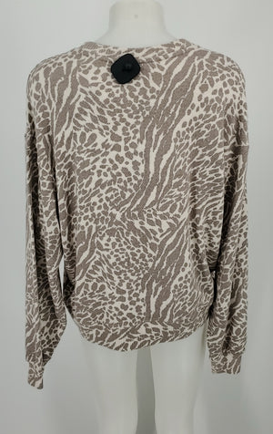 RAILS Gray Cream Knit Animal Print Longsleeve Size X-LARGE Sweater