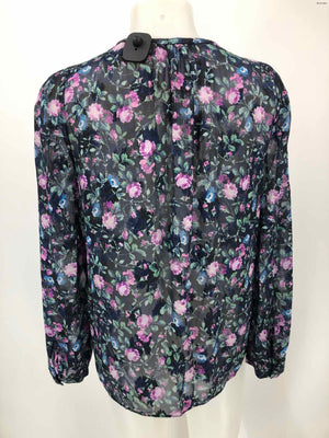 REBECCA TAYLOR Navy Purple Multi Floral Longsleeve Size 6  (S) Top