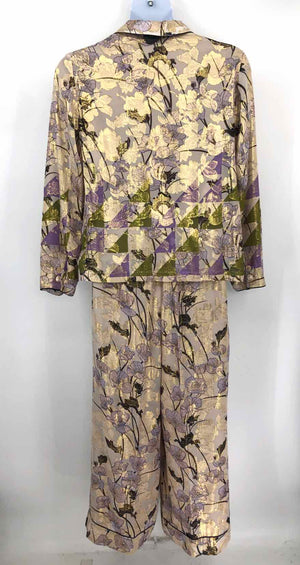 ST.JOHN Beige Lavender Multi Floral Size LARGE  (L) Pants Set