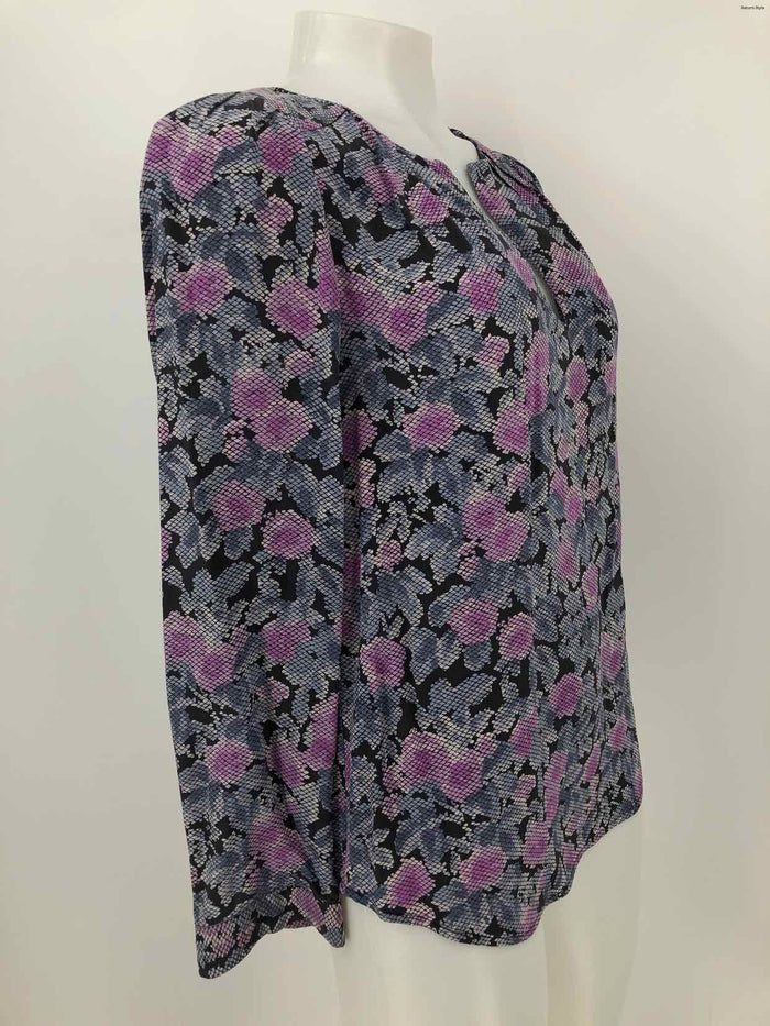 JOIE Purple Gray Multi Silk Print Longsleeve Size SMALL (S) Top