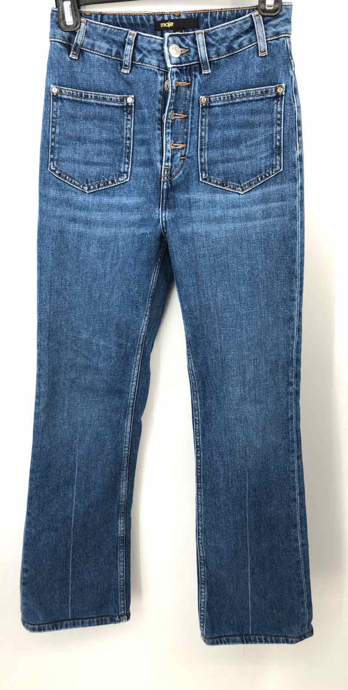 MAJE Blue Denim Button Fly Size X-SMALL Jeans