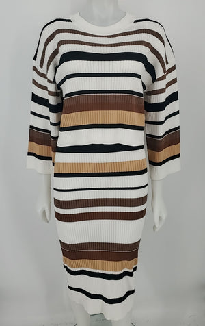 CURRENT AIR White Brown & Black Stripe Size SMALL (S) Dress