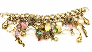 Goldtone Pink Multi Pre Loved charms Bracelet