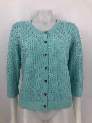 SUNDANCE Turquoise White Knit Cardigan Size LARGE  (L) Sweater