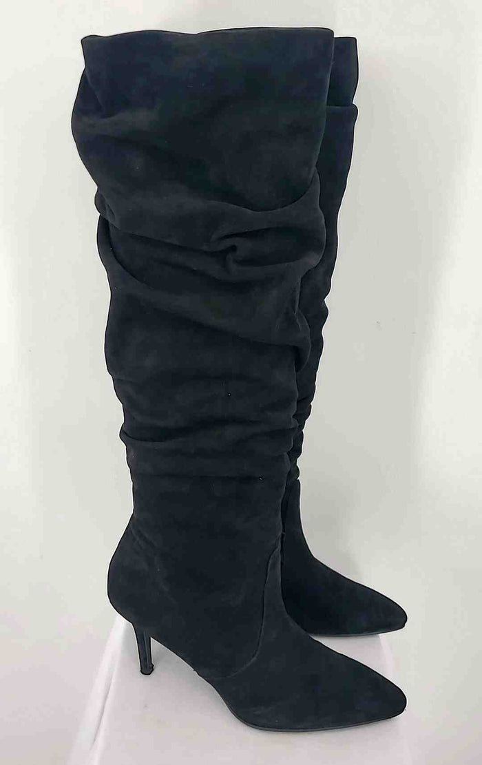 STUART WEITZMAN Black Suede Ruched 3.5" Heel Shoe Size 10 Boots