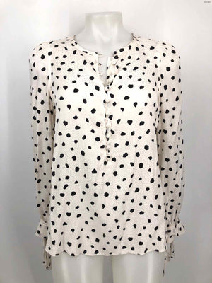 REBECCA TAYLOR White Gray Silk Blend Print Half Button Up Size 4  (S) Top