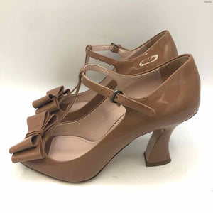 MIU MIU Mocha Brown Patent Leather Made in Italy 3"Heel Shoes