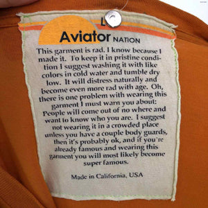 AVIATOR NATION Yellow Black Word Print Short Sleeves Size LARGE  (L) Top