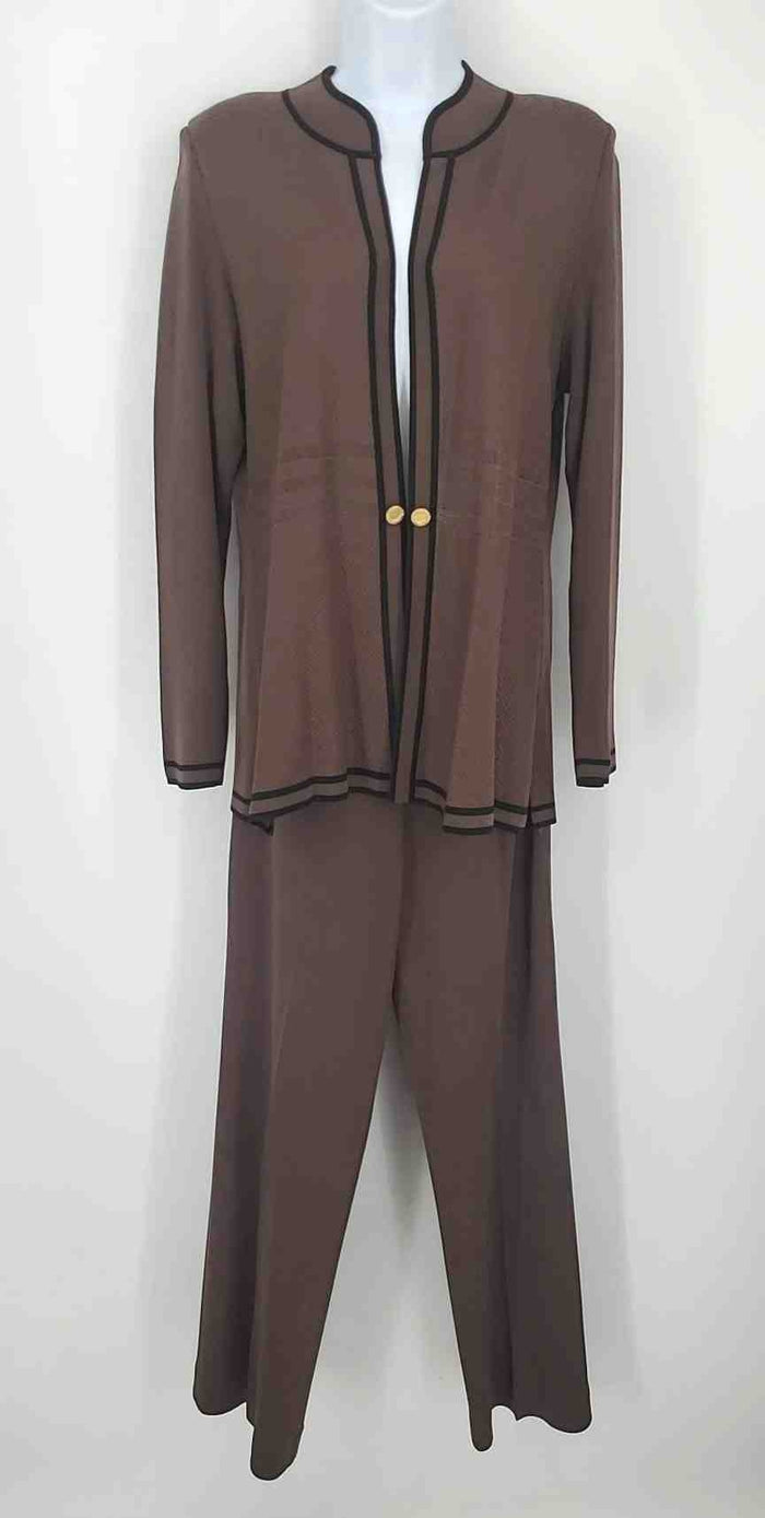 MISOOK Brown Black Trim Woven Jacket & Pants Size MEDIUM (M) 2PC Set