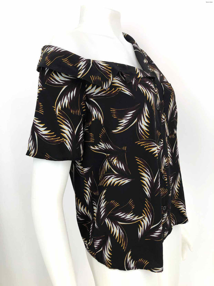 ALC WOMAN Black Brown Multi Print Short Sleeves Size 4  (S) Top