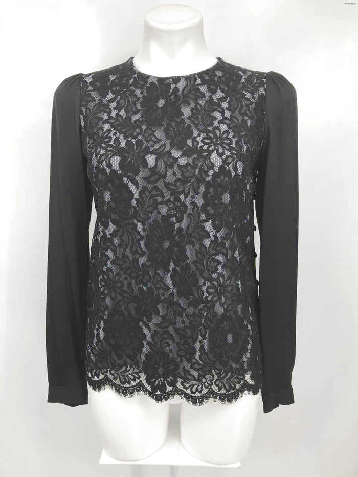 MILLY Black Lacey Longsleeve Size 2  (XS) Silk Top