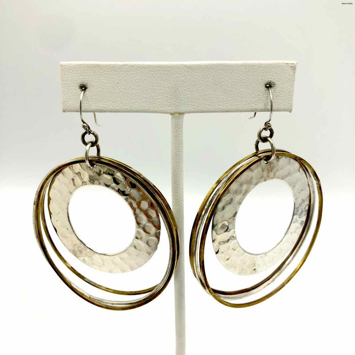 Sterling Silver Goldtone Circles Dangle ss Earrings