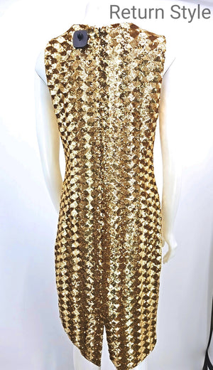 BADGLEY MISCHKA Goldtone Black Sequined Tank Size 12  (L) Dress