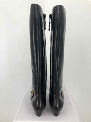 FERRAGAMO Black Leather Heel Tall Boot Shoe Size 6 Shoes