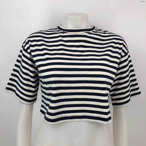 THE FRANKIE SHOP White Navy Cotton Striped Crop Size SMALL (S) Top