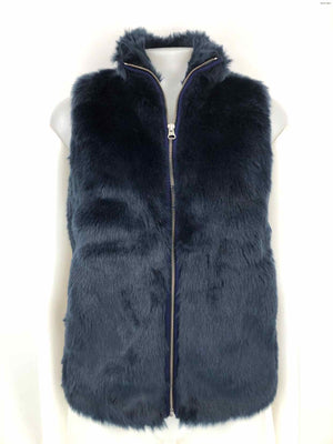 J CREW Navy Furry Zip Up Women Size XXS  (XS) Vest