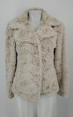 TRUE GRIT Cream Furry Longsleeve Women Size SMALL (S) Jacket