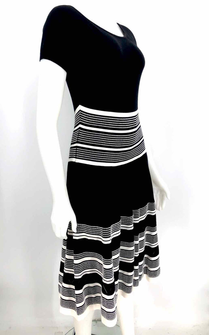 KATE SPADE Black & White Cotton Knit Stripe Size MEDIUM (M) Dress