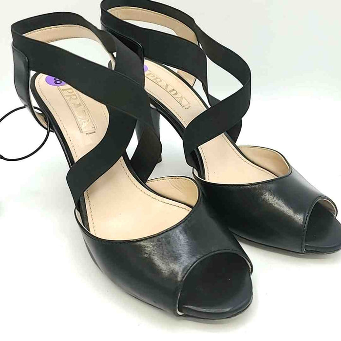 PRADA Black Italian Made Strappy Heels Shoe Size 38.5 US: 8 Shoes