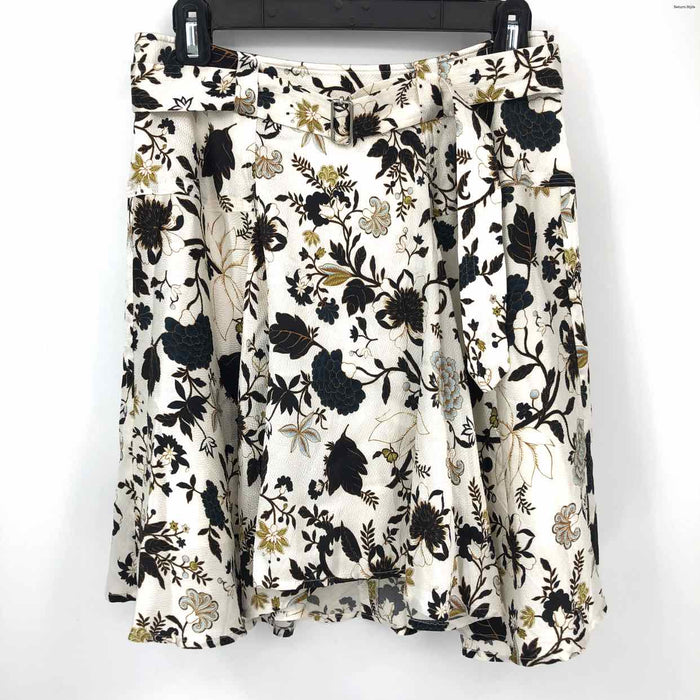 A.L.C. White & Black Green Multi Floral Print Short Size 2  (XS) Skirt