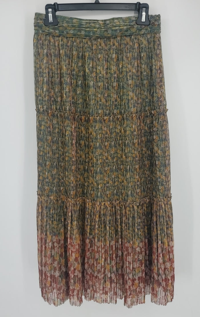 BA&SH Goldtone Green Multi Mesh Maxi Length Size 2  (XS) Skirt