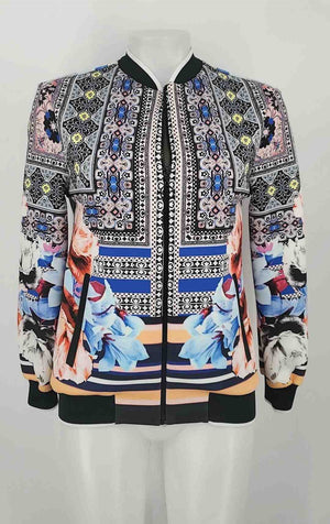 CLOVER CANYON Pink Black Multi Print Zip Front Women Size SMALL (S) Jacket