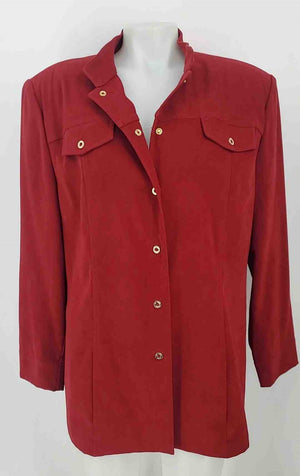 ST. JOHN Red Goldtone Collar Longsleeve Women Size LARGE  (L) Jacket