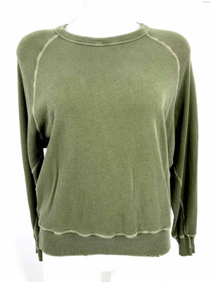 THE GREAT Olive Cotton Distressed Pullover Size 0  (XS) Top