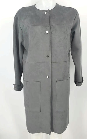 TAHARI Gray Ultra Suede Snap Up Women Size Petite (S) Jacket