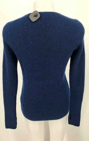 WHITE + WARREN Blue Cashmere Waffle Longsleeve Size MEDIUM (M) Sweater