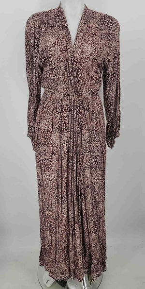 NATALIE MARTIN Burgundy Beige Paisley Maxi Length Size SMALL (S) Dress