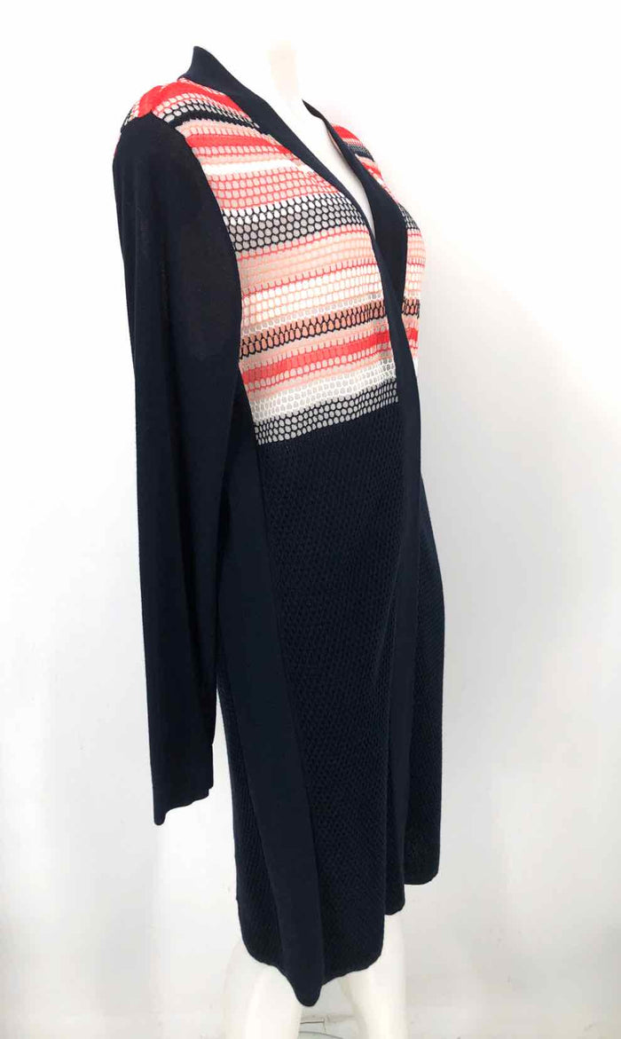 MAGASCHONI Navy Red Multi Cotton Blend Woven Wrap Size MEDIUM (M) Sweater