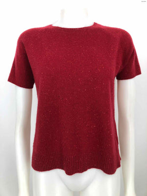 VALERIE STEVENS Red Cashmere Speckled Short Sleeves Size LARGE  (L) Sweater