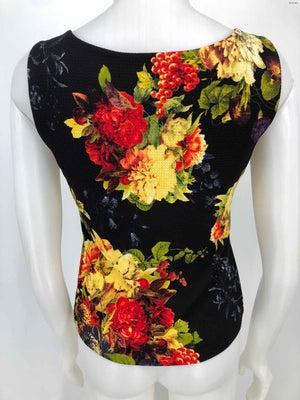 JOSEPH RIBKOFF Black Yellow & Red Floral Print 2 Pc Size 8  (M) Top Set