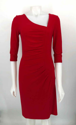 JOSEPH RIBKOFF Red Ruched Size 4  (S) Dress