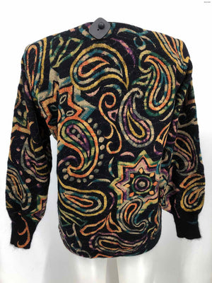 Black Yellow Multi Wool Blend Paisley Shoulder Pads Size SMALL (S) Sweater