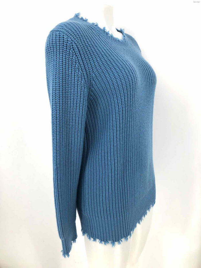 MICHAEL KORS Blue Knit Frayed trim Longsleeve Size MEDIUM (M) Sweater