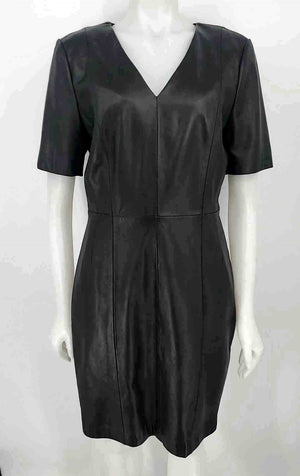 ANTONIO MELANI Black Leather Short Sleeves Size 12  (L) Dress