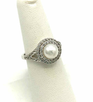 SUN & MOON Silver Pearl Has Tag ss Ring