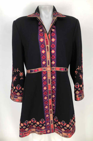 NYGARD Black Pink Multi Embroidered Coat Women Size 14  (L) Jacket