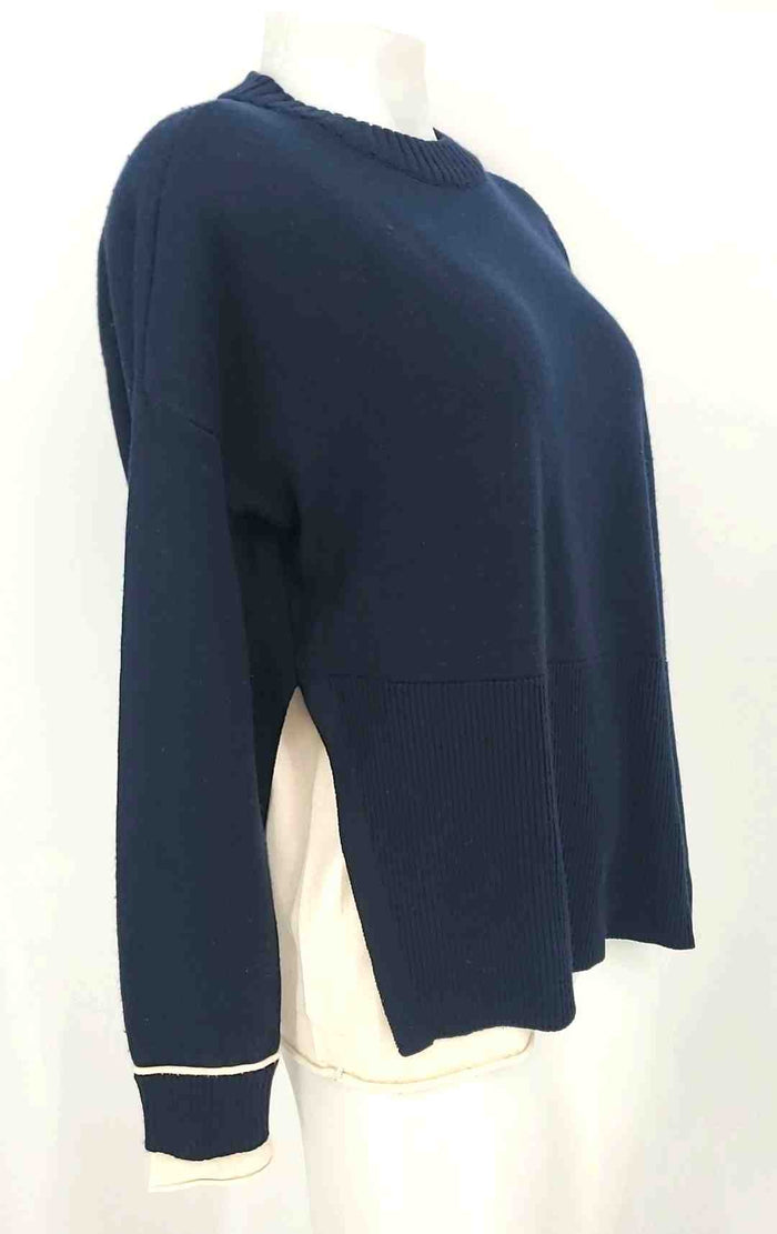 DEREK LAM Navy White Wool Blend Longsleeve Size X-SMALL Sweater