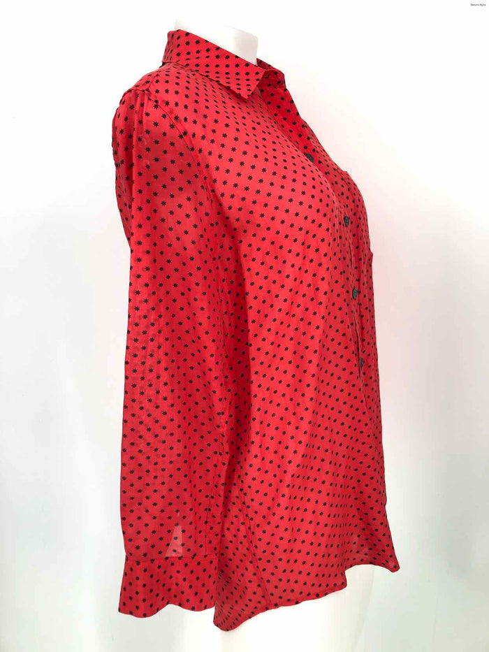 EQUIPMENT Red Black Cotton & Silk Star Shirt Size X-SMALL Top