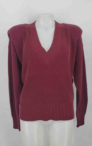 PISTOLA Burgundy Cotton Knit Shoulder Pads Size X-SMALL Sweater