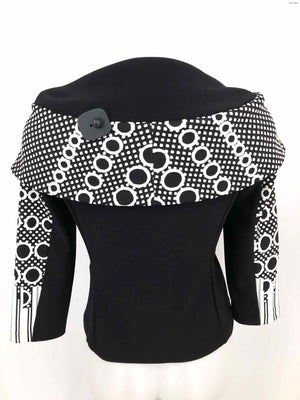 JOSEPH RIBKOFF Black White Print Zip Up Women Size 8  (M) Jacket