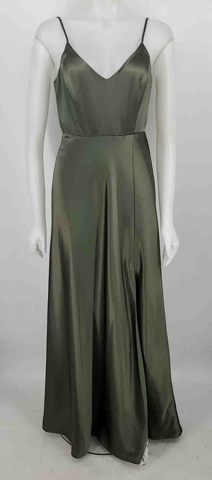 BIRDY GREY Green Satin Spaghetti strap Long Size SMALL (S) Dress