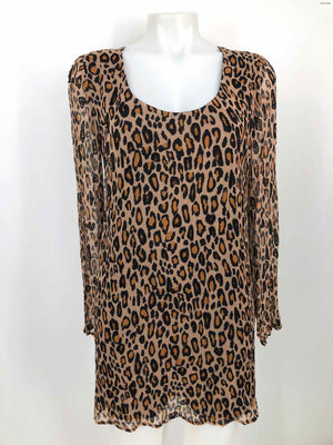 SHOW ME YOUR MUMU Beige Black & Orange Leopard Bead Trim Size SMALL (S) Dress